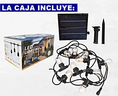 GUIRNALDA CARGA SOLAR Y ENCHUFE 10 METROS - 20 FOCOS