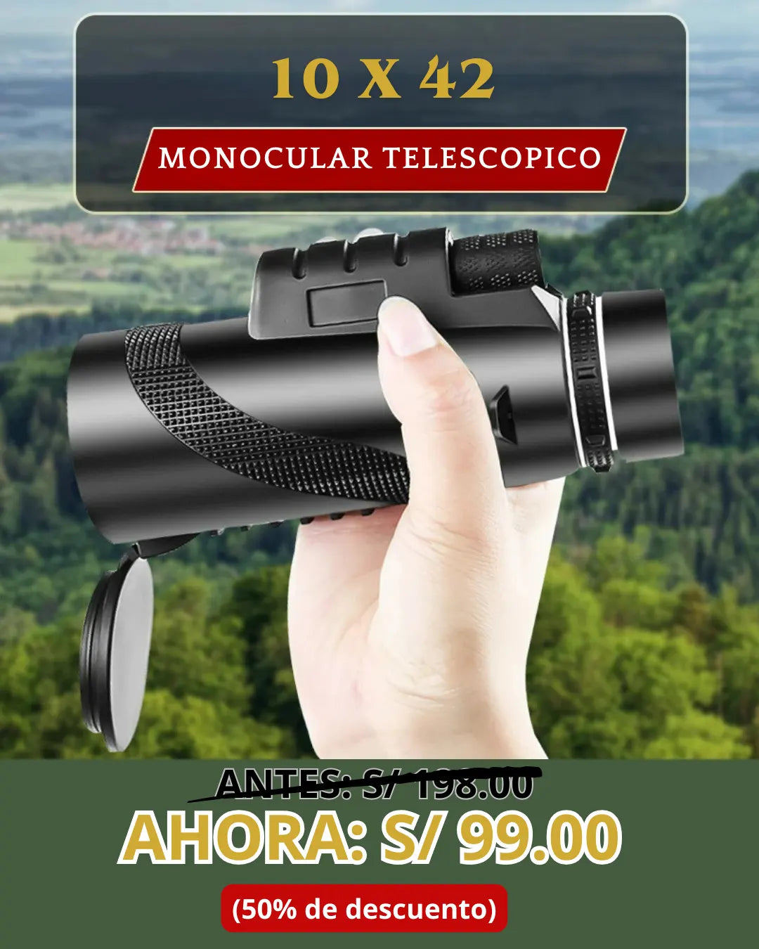 MONOCULAR TELESCÓPICO PRO MAX® TELESCOPIO VERSION MEJORADA LARGO ALCANCE 10X42